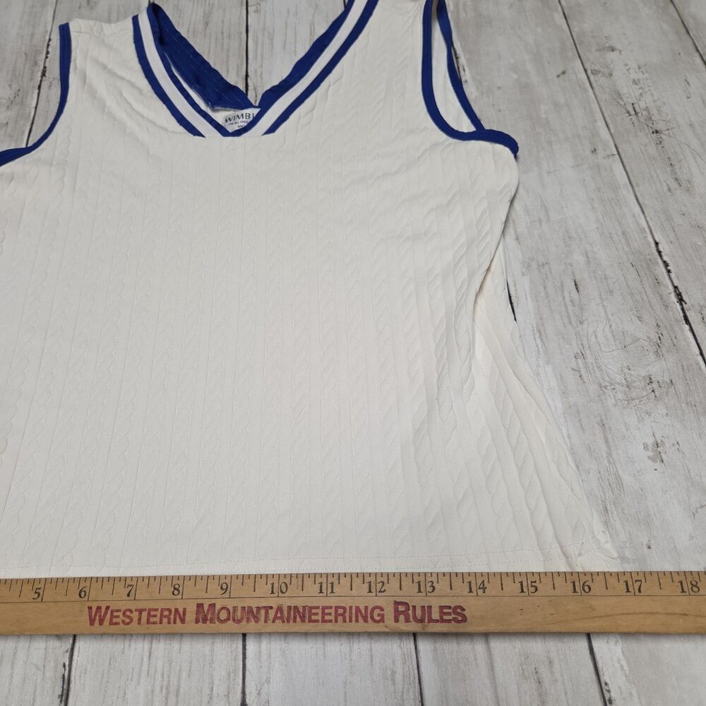 VTG Wimbledon All England Lawn Tennis Sweater Vest Club V-Neck Cable Knit S - Picture 7 of 8